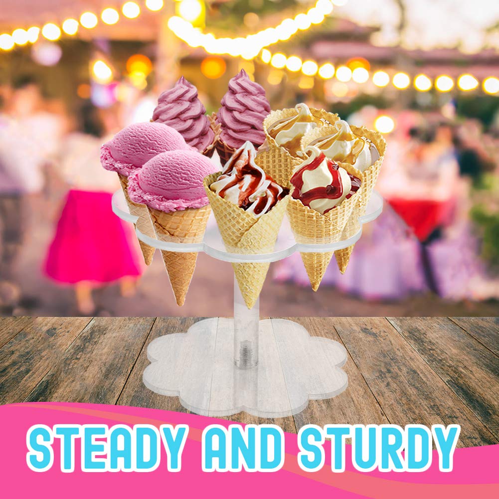 Buy Ice Cream Cone Holder Stand with 8 Holes Capacity, Clear Acrylic