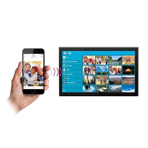 Aluratek 17.5" WiFi Digital Picture Frame, Touchscreen IPS LCD Digital Picture Frame, 16GB, Wireless Photo Sharing, Stylish Black Frame, Easy Setup