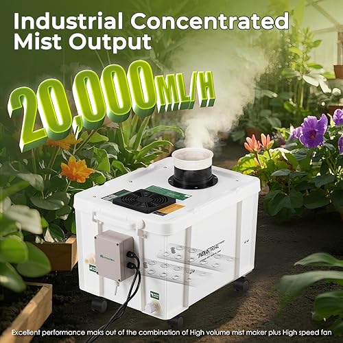Miniatura 2 de Mxmoonant Kit de humidificador ultrasónico de 44.1 lbsH, volumen de niebla ajustable  Llenado automático de agua  Controlador de humedad
