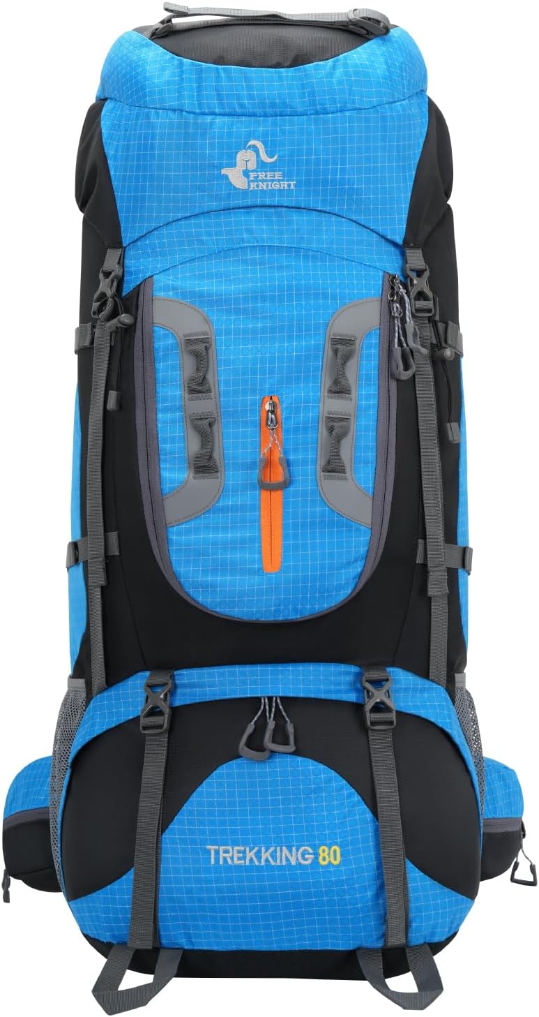 Bseash 80L Waterproof Hiking Camping Backpack with Rain Cover, Lightweight Outdoor Sport Travel Daypack for Climbing Touring (Blue) - Image 8