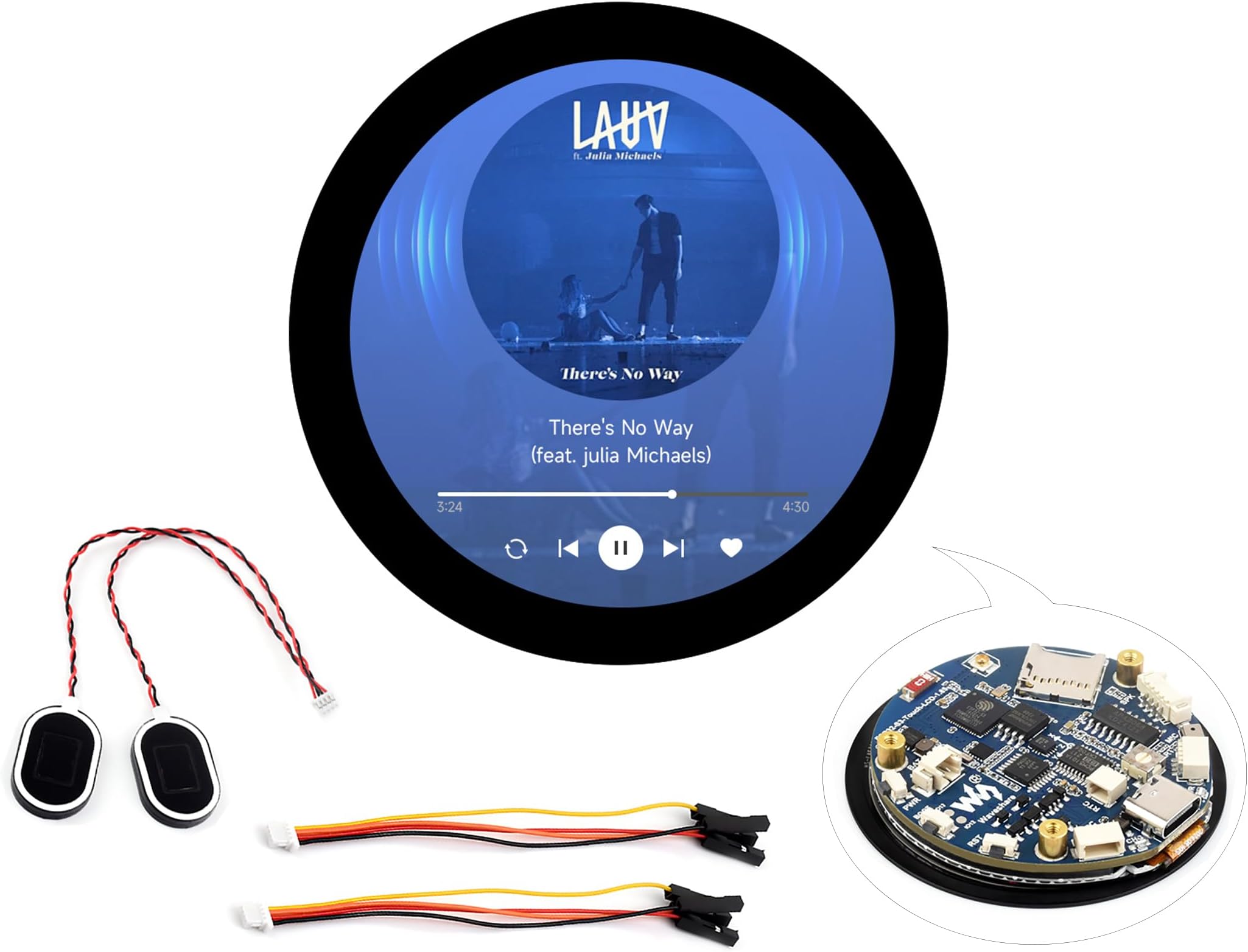 ESP32-S3 with1.85inch Round Touch Screen Development Board, 360×360 IPS LCD,with 8Ω 2W Speaker,Onboard Audio Codec, Supports Offline Speech Recognition and AI Speech Interaction