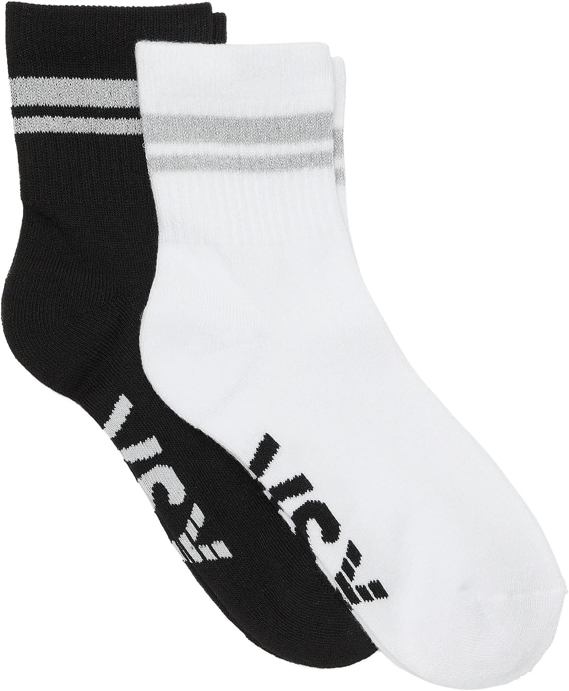 Victoria's Secret VSX Reflective Logo Crew Socks 2-Pack White & Black One Size New