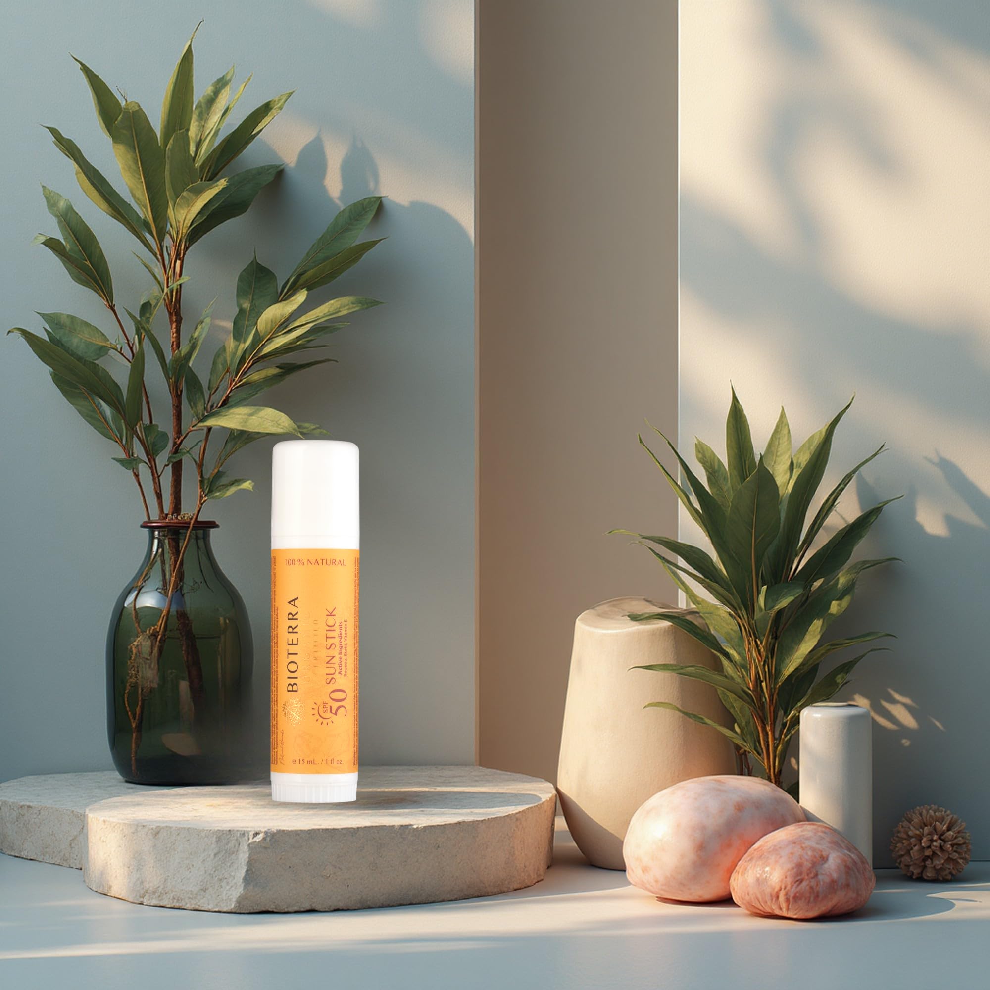Bioterra SPF 50 Stick Güneş Kremi – Yüksek UVA/UVB Koruma PA++++, Balmumu İçeren Nemlendirici Formül, Kuru Ciltler İçin Koruyucu Bariyer, Pratik Stick Güneş Koruyucu