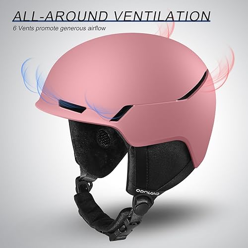 Miniatura 5 de Odoland Casco de esquí, casco de snowboard para hombres, mujeres y jóvenes, compatible con gafas, gran ventilación, casco de nieve certificado de