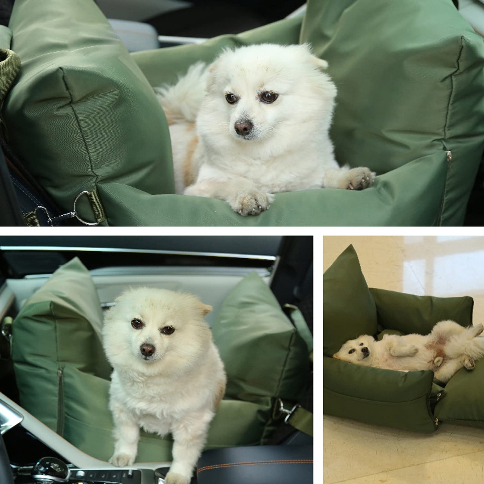 ALEjon Asiento de Coche para Perros pequeños 2 en 1 y transportador de Viaje con características de Seguridad y Cinturones de Seguridad para Mascotas