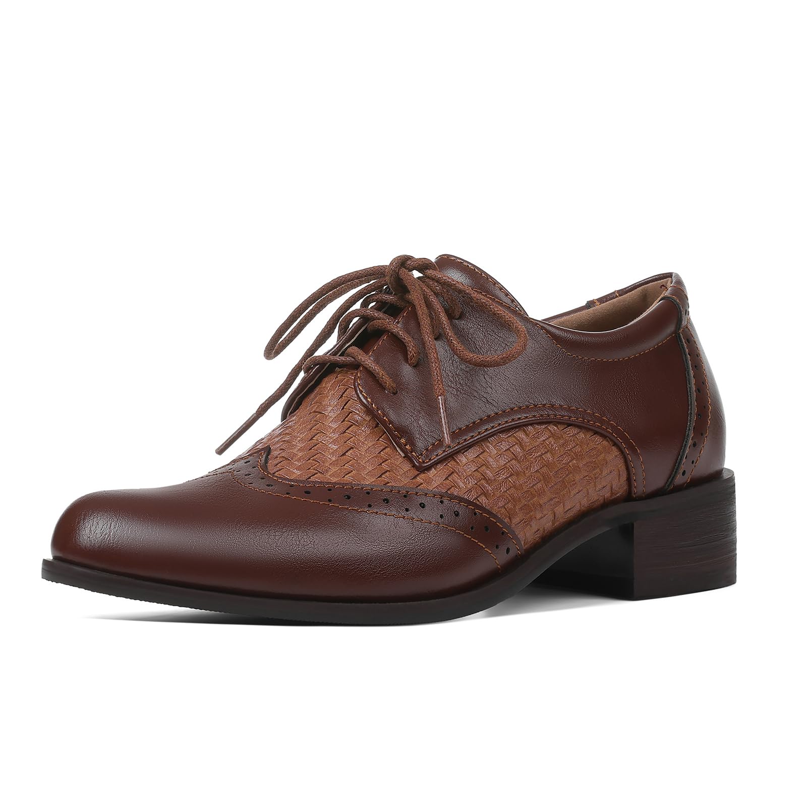 Womens Oxford Shoes Wingtip Saddle Shoes Lace Up Leather Work Formal Business Casual Brogues Dress Shoes