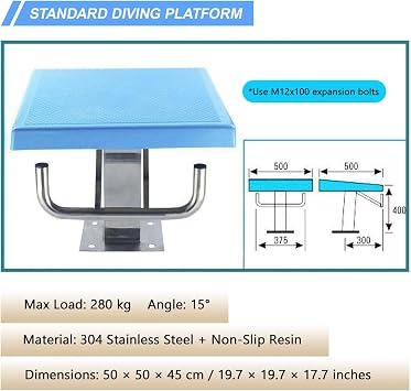 Swimming Pool Starting Platform, Non-Slip Diving Board, Heavy-Duty Training and Competition Incline