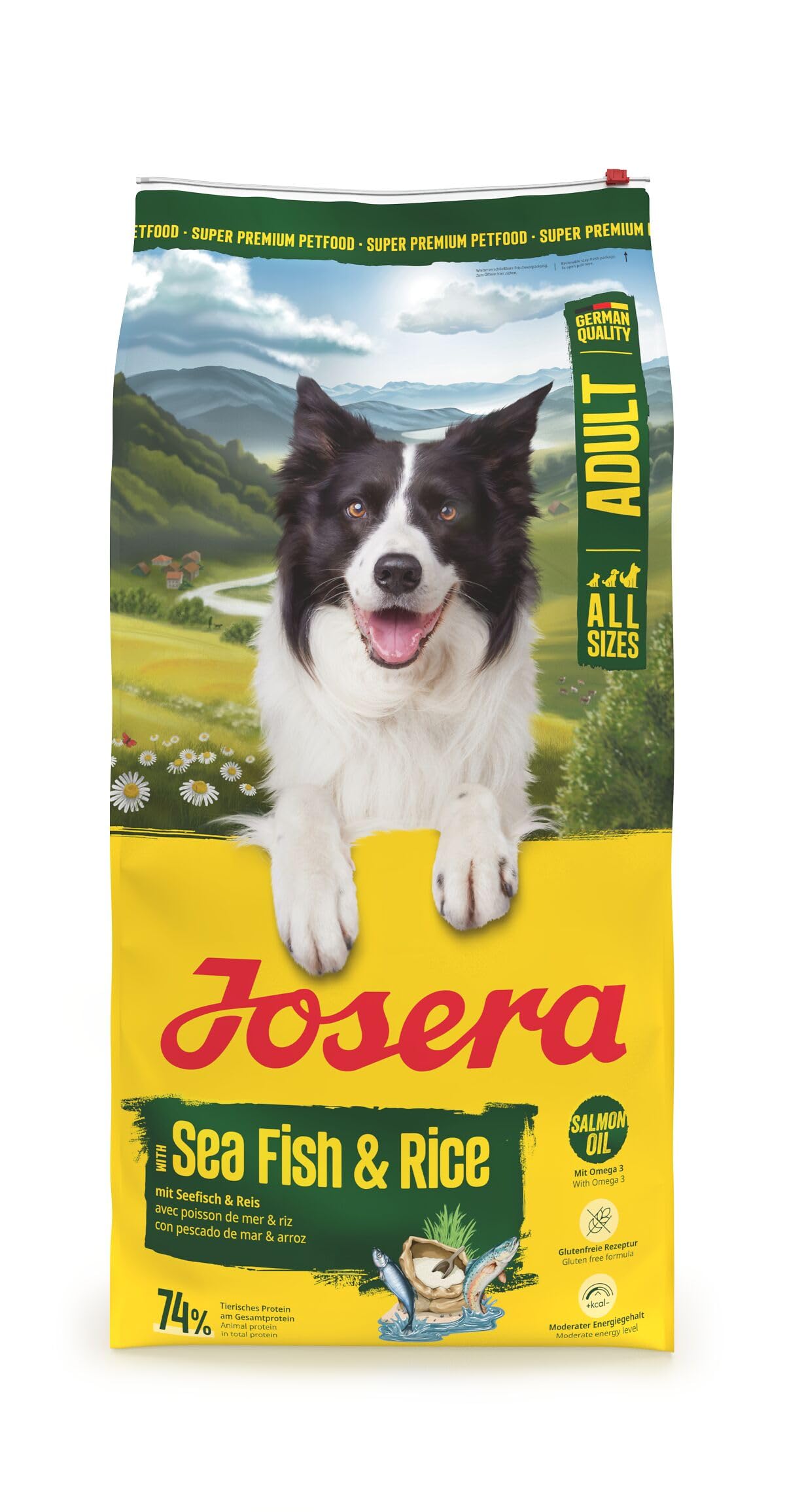 JOSERA Seefisch & Reis (1 x 12,5 kg) | Adult | Premium Trockenfutter für ausgewachsene Hunde | leckerer Lachs & Hering | glutenfrei | reich an Omega-3-Fettsäuren | moderater Energiegehalt | 1er Pack