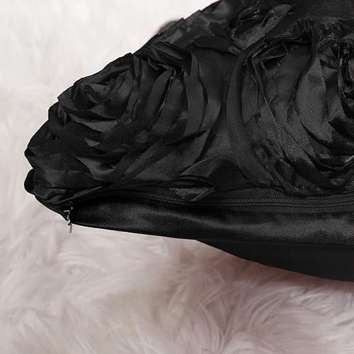 Miniatura 7 de PiccoCasa 2 fundas de almohada de flores 3D, funda de cojín decorativa romántica de satén, funda de almohada de rosas estéreo para cama, sofá, 16 x