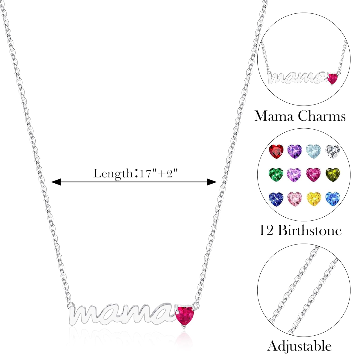 Btysun Mom Gifts for Mothers Day, Birthday Gifts for Mom Birthstone Necklace for Women 14K Gold Plated Mama Necklace Trendy Pendant Jewelry Gifts for Moms Mothers Mother in Law - Image 6