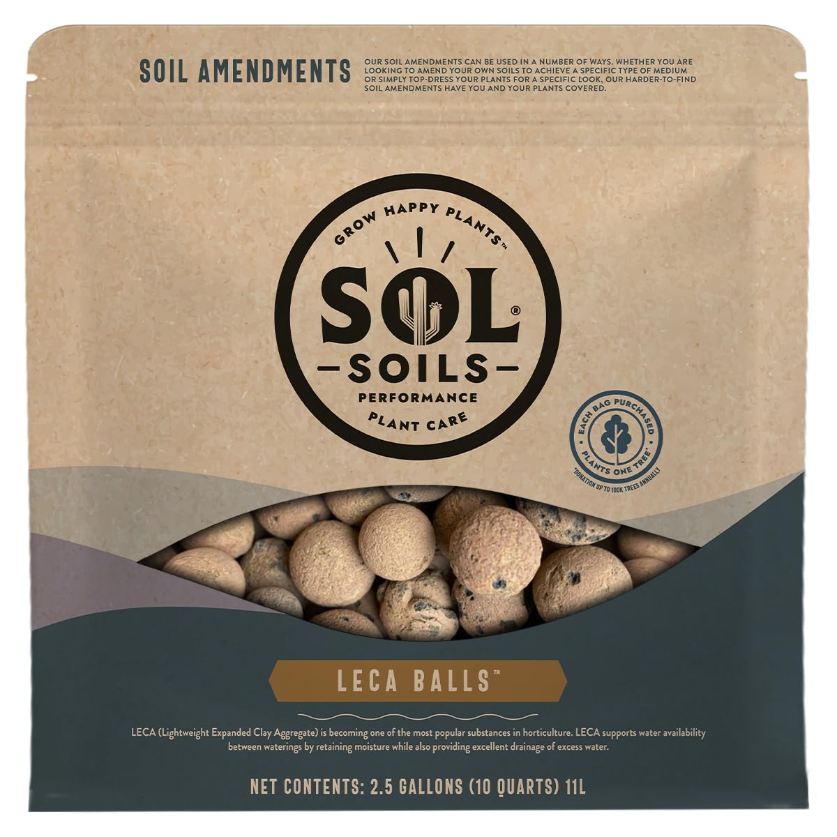 Sol Soils LECA Balls - Lightweight & 100% Natural Hydroponic Clay Pebbles for Plants - Soil Amendments to Improve Drainage, Aeration, and Support Healthy Root Growth - 10 Quarts