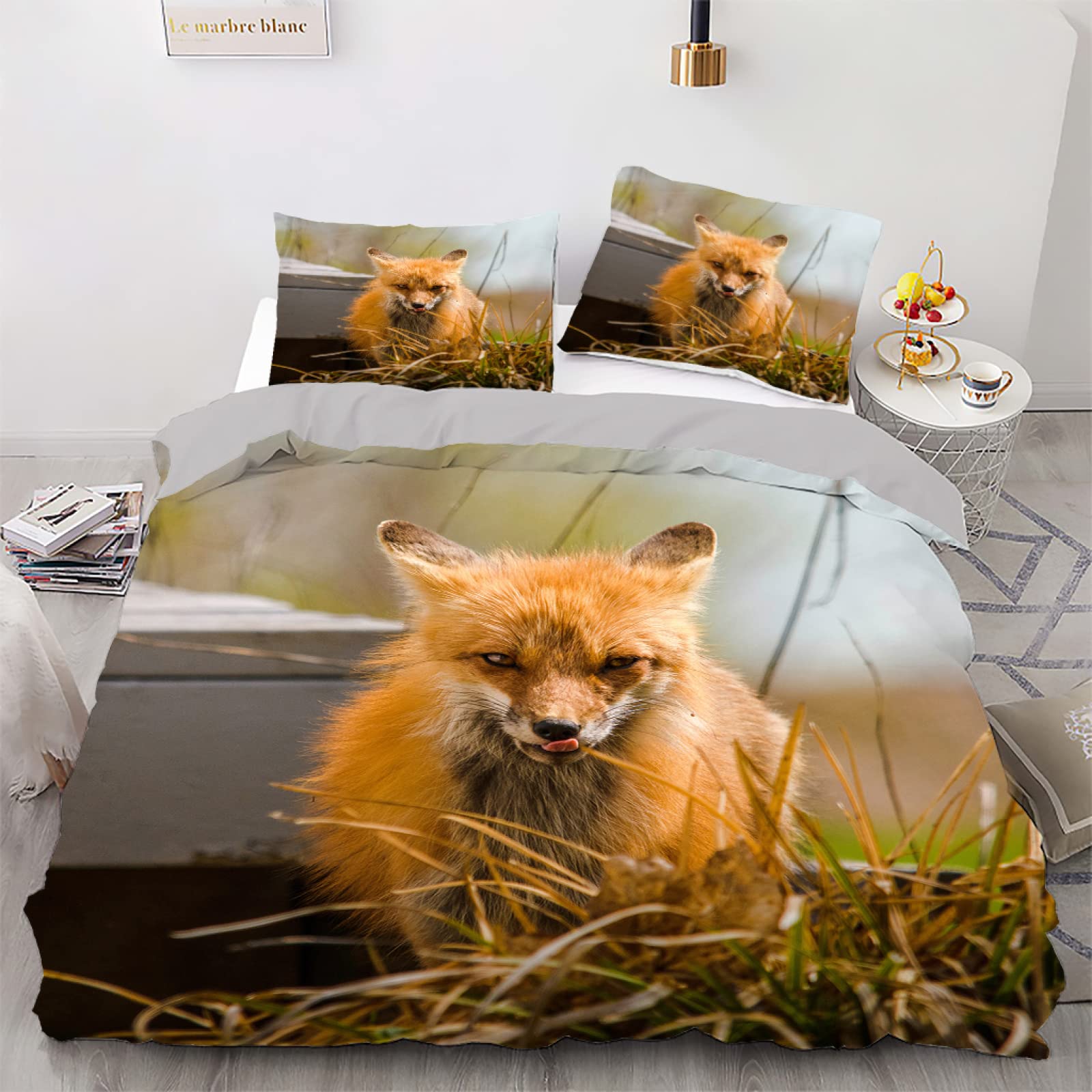 Parure de lit adulte motif renard pour cocooning et ambiance automnale