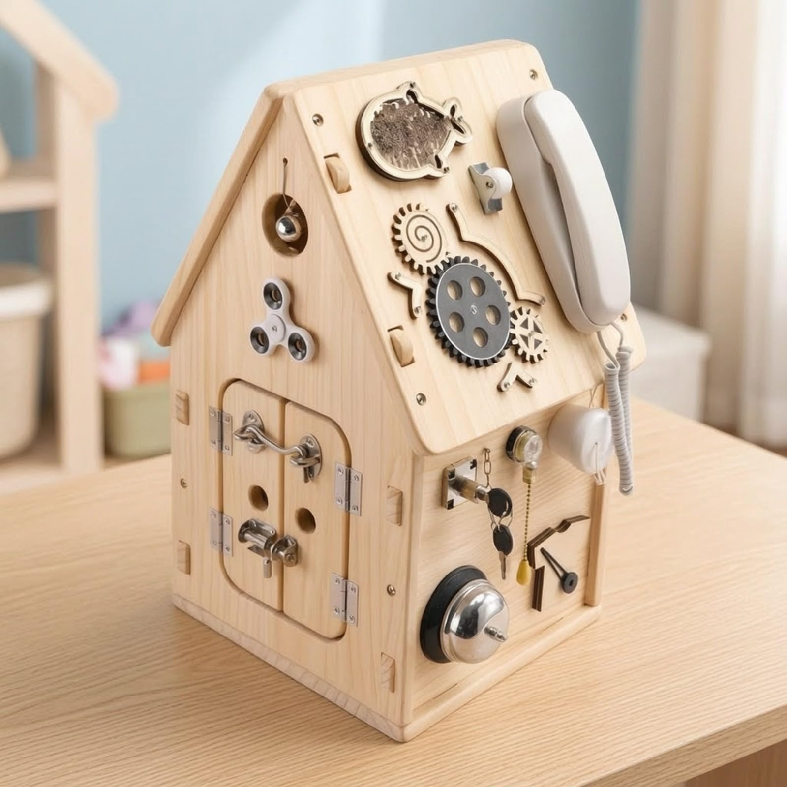 predolo Casetta delle attività in Legno | Gioco Educativo pedagogico, Stimolazione Sensoriale Precoce, casa attività, per Asilo
