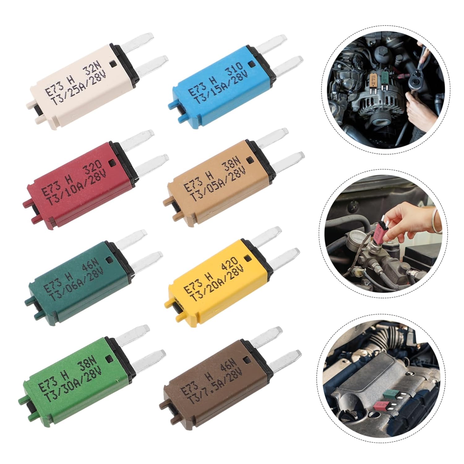 Healifty 8pcs Reset Self- Automotive Fuse Kit for Rv Truck and Boat Circuits Low Profile Assortment for Continuous