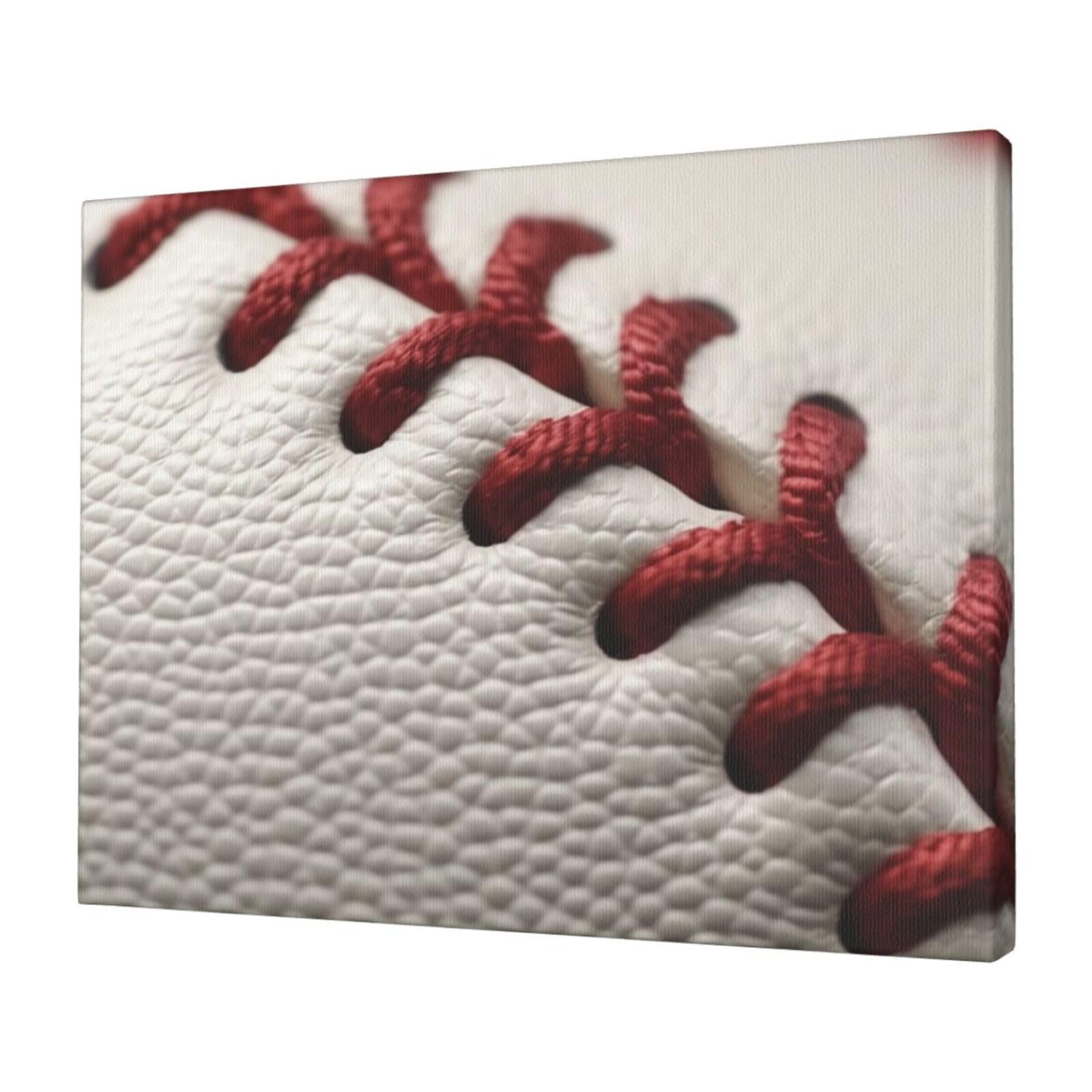 KLOPH Baseball Lace Close Up Canvas Wall Art for Living Room 12"x16" Modern Artwork Painting for Bathroom Hanging Canvas Prints Aesthetic Wallart for Bedroom Kitchen Office Wall Decor