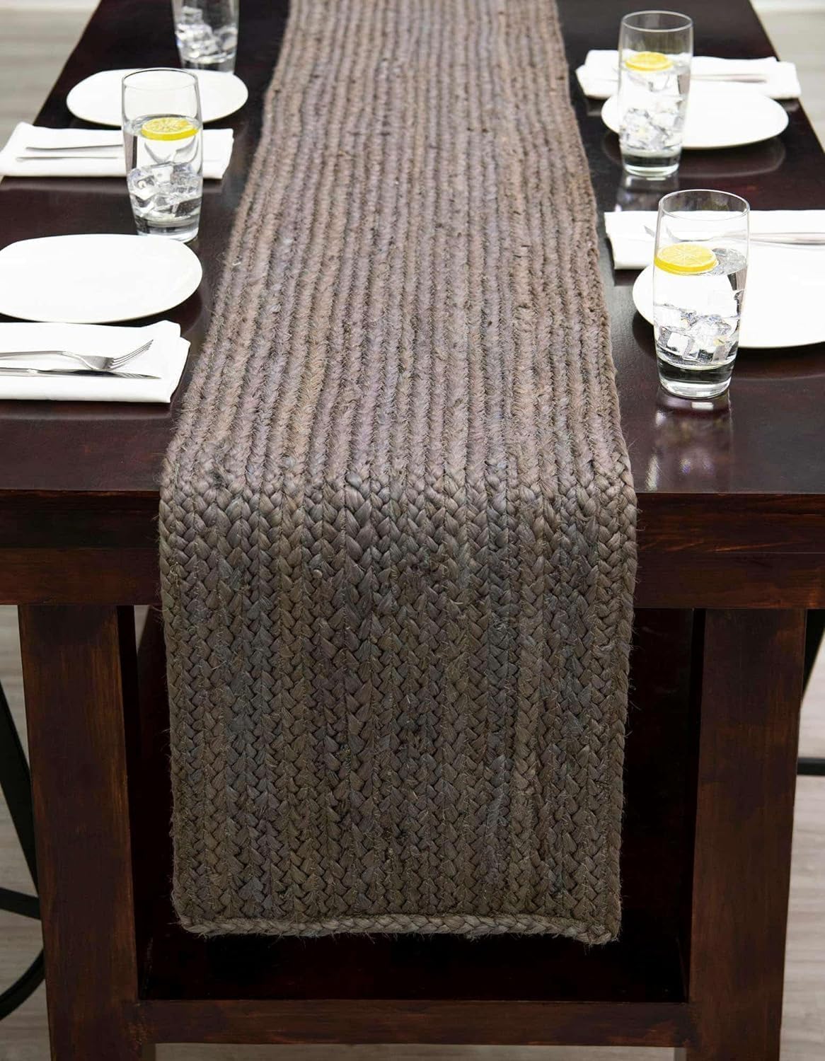 Lot de 2 chemins de table en jute gris - 35,6 x 335,3 cm - Décoration de table de salle à manger, cuisine, table basse - Décoration de style rustique bohème