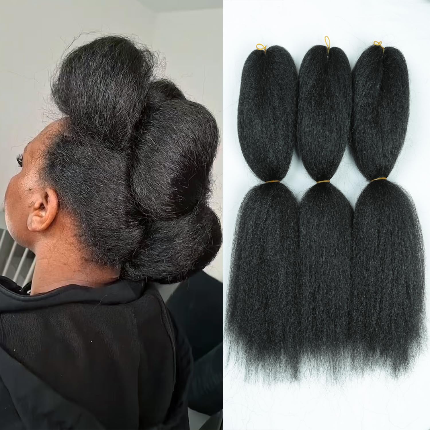 Kinky straight Bundles Crochet Vixen Hair 18inch 3 Pack Natural Black Hair Soft Locs for black women Hair Extension (1B 18 inch)