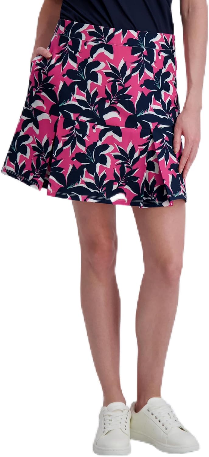 Stella Parker Women's Pleated Hem Pull-on Skort – UPF 50+, Built-in Shorts, On-Seam Pockets, 17” Length