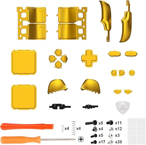 Miniatura 2 de eXtremeRate Juego completo de botones de repuesto de oro cromado para cubierta de vapor, parachoques ABXY D-pad personalizado para parachoques ABXY
