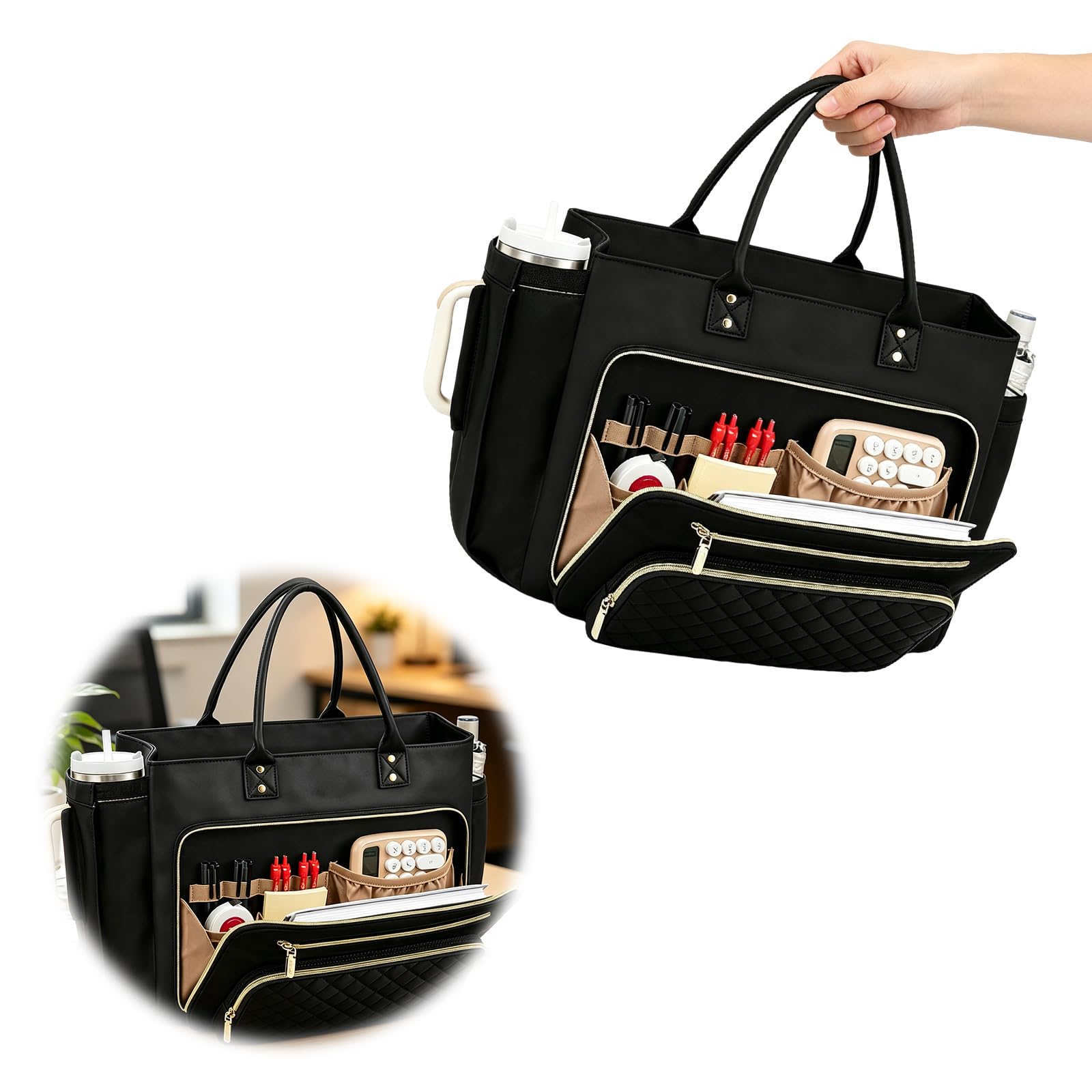 Sac fourre-tout en cuir PU pour ordinateur portable 18,9'' mallette pro