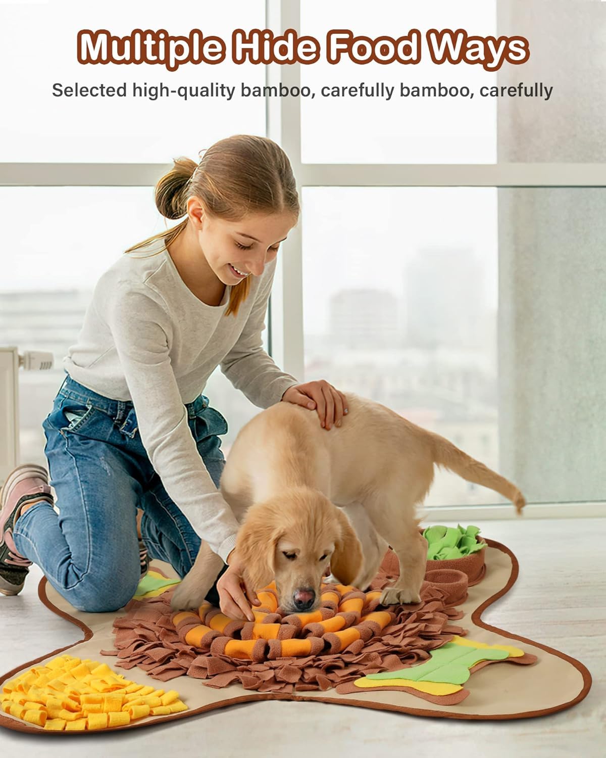 HOPET Schnüffelmatte für große Hunde, interaktive Trainings-Futtermatte, geistige Stimulation und langsames Füttern, Spiel für alle Rassen