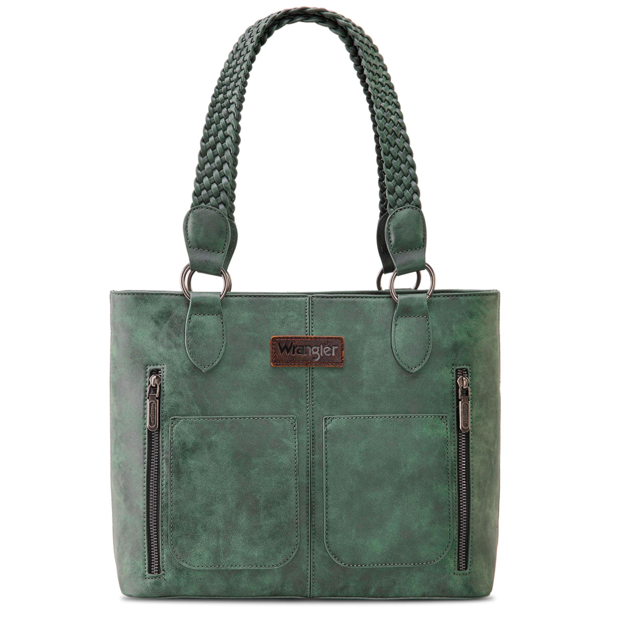 WranglerDistressed Tote Bag for Women Western Purse Multi Pockets Handbags and Shoulder Bag