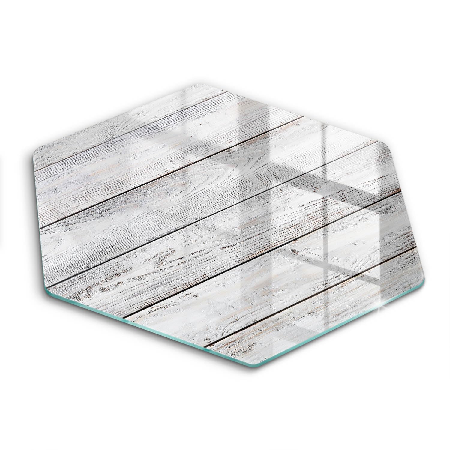Planche à découper induction protège-plaque verre 40cm Wallfluent motif bois heptagonal