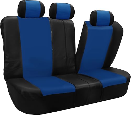 Miniatura 7 de FH Group Funda de asiento de coche de piel sintética de carreras de tres filas, fundas de asiento de coche listas para bolsa de aire y cojines de