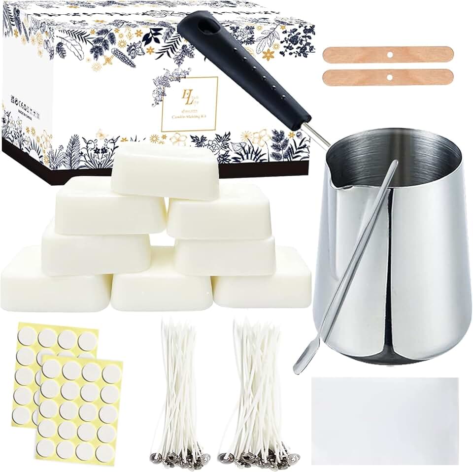 ETUOLIFE Kit de Fabricación de Velas,Juego de Velas DIY,Incluye Cera de Soja,Olla Para Hacer Velas,Papel Magico,Mechas de Velas-Kit Completo Para Hacer Velas Para Adultos Principiantes