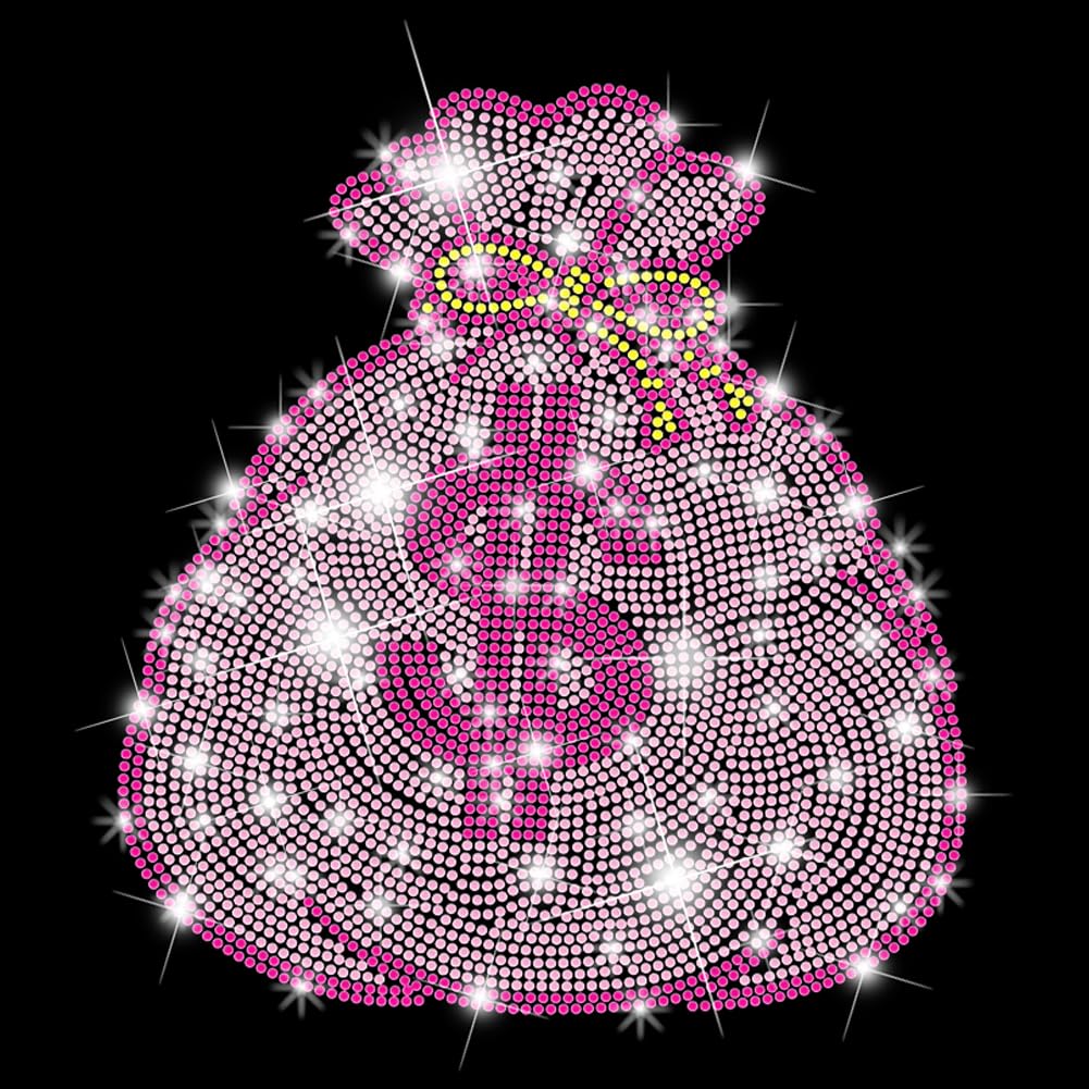 GOMAKERER 1 Pc Purse Rhinestone Iron on Transfers, Sparkling Rhinestone Iron on Hotfix Transfer Decal Bling Crystal Clothing Transfer Repair Applique Patches for T-Shirt Jeans Pants Bags