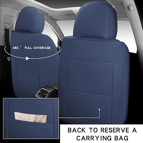 Miniatura 6 de LGOSG - Juego completo de fundas de cuero para asientos delanteros y traseros para sedán, SUV, 5 asientos, ajuste universal (negro naranja)