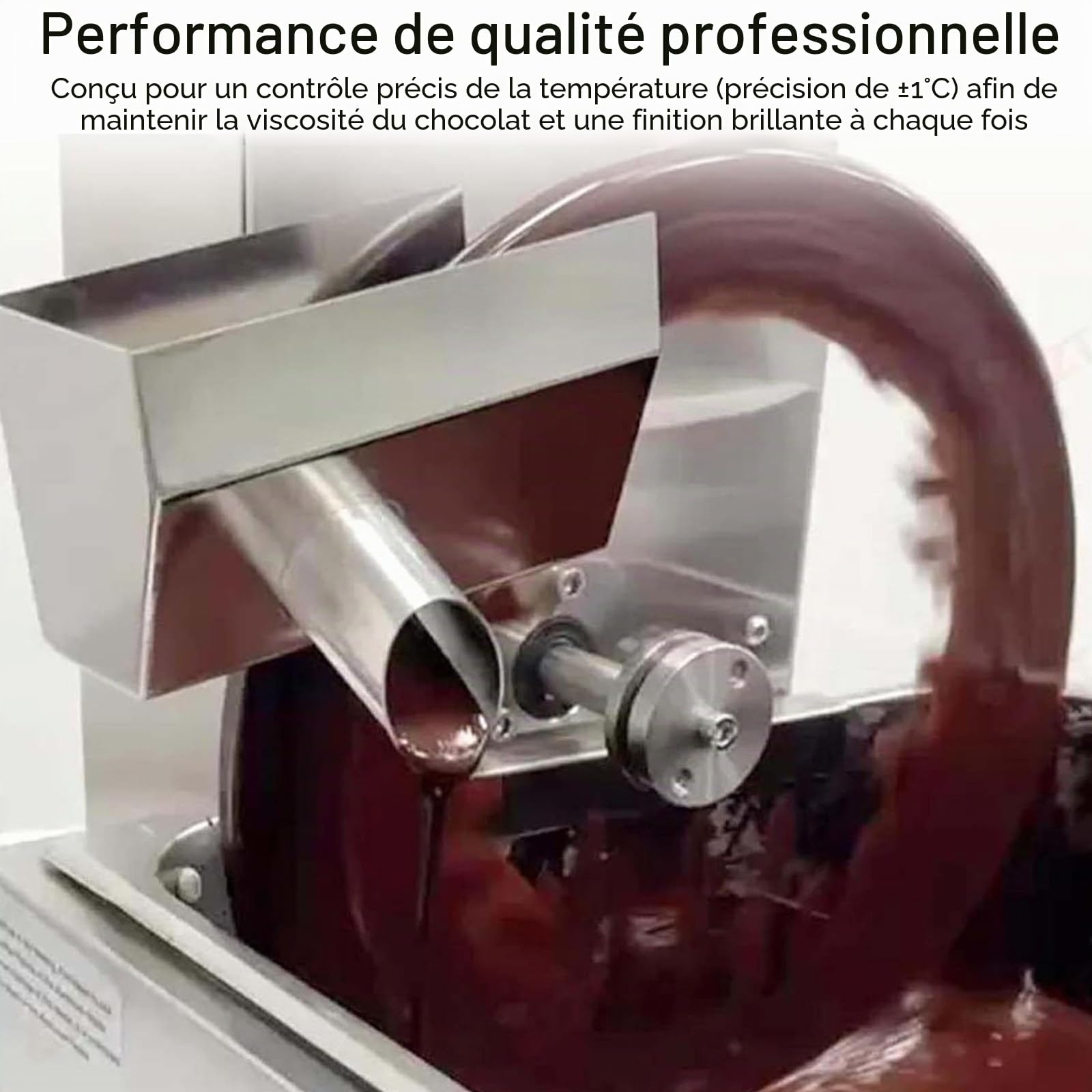 Tempéreuse à Chocolat Commerciale avec Distributeur Automatique et Table Vibrante, Fondoir en Acier Inoxydable pour Fontaine, Enrobage de Fraises, Barres et Desserts,8kg
