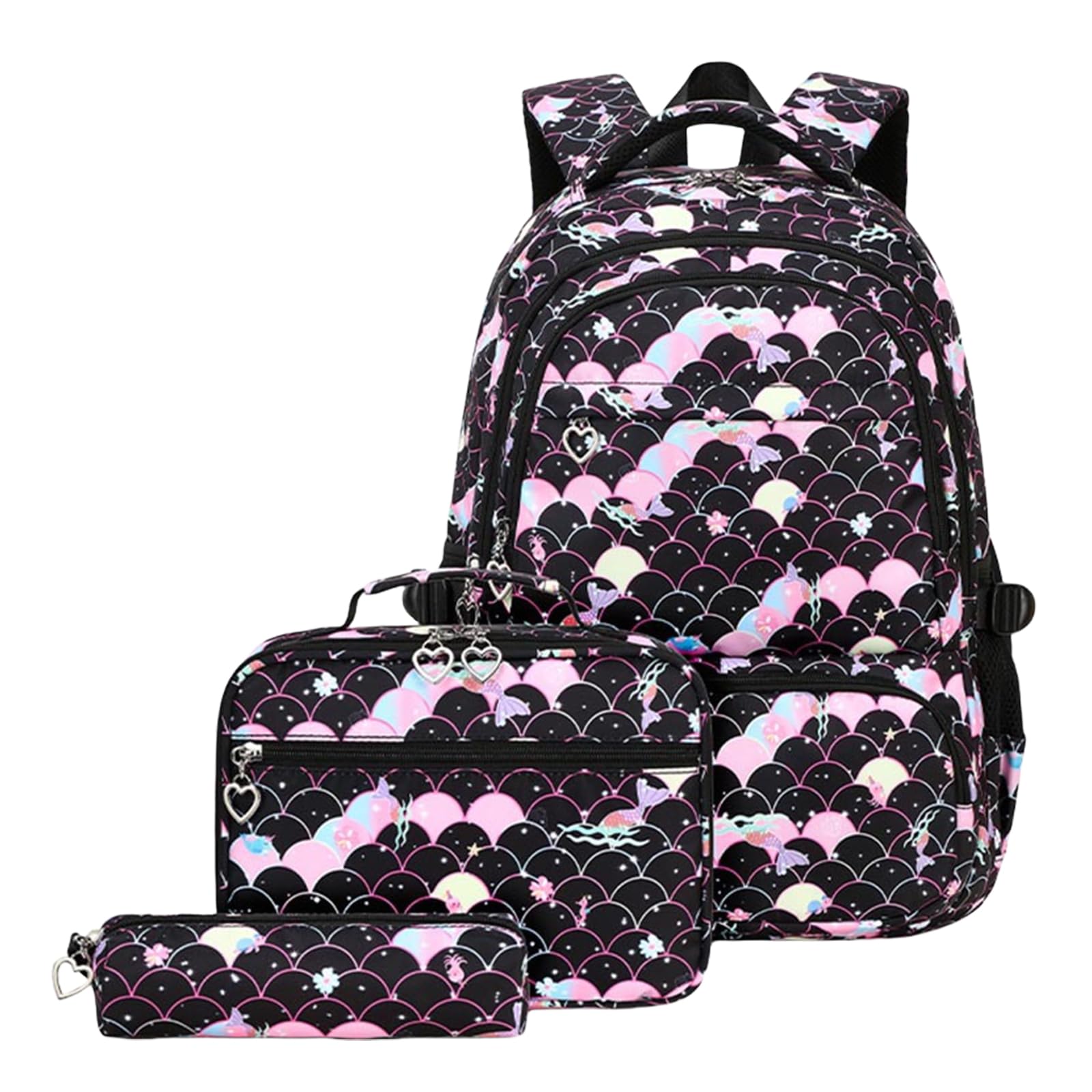 Schulrucksack-Set Für Kinder 3-teilig – Inkl. Lunchtasche & Federmäppchen – Cooles Feuerschädel-Design, Robust & Praktisch