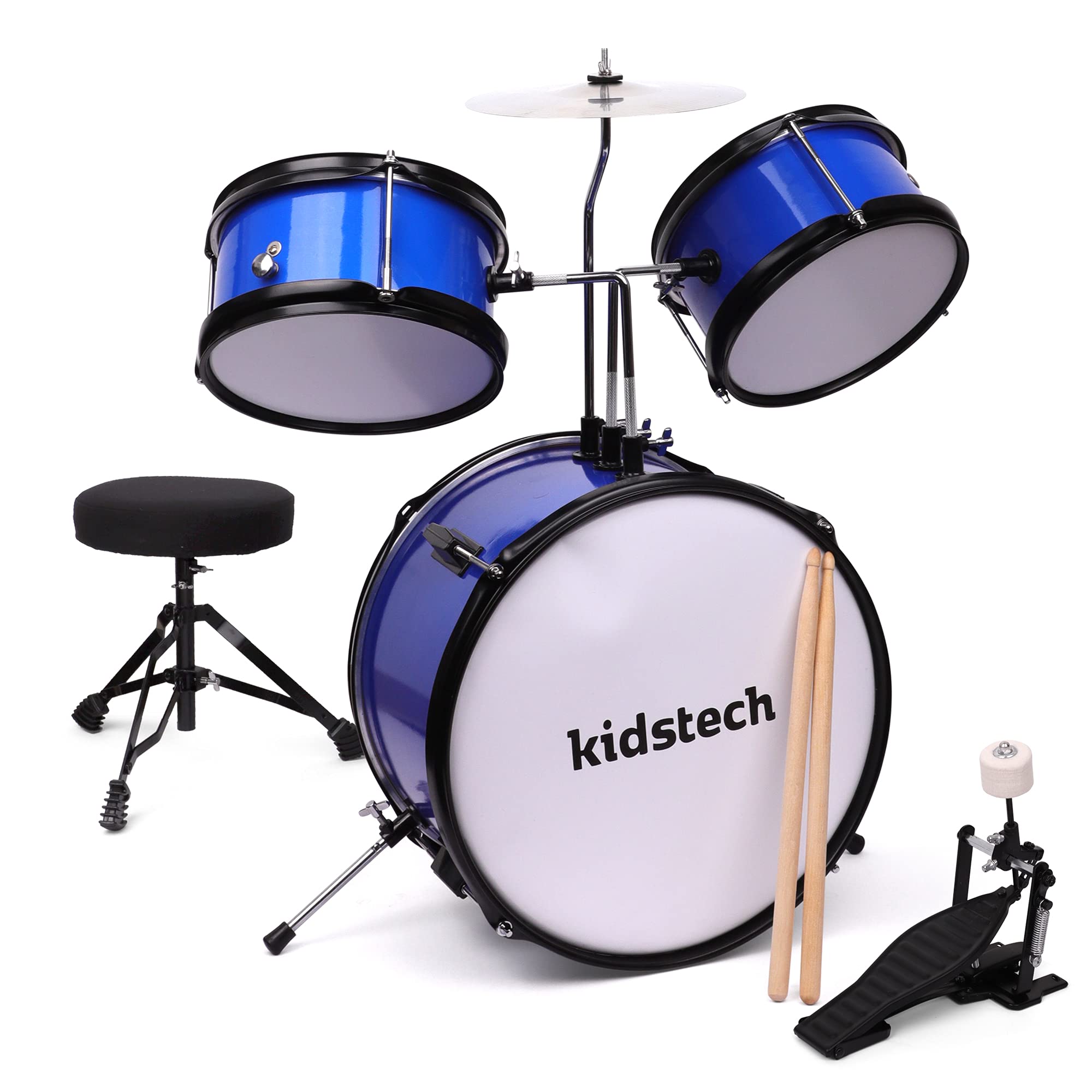 Tech 4 KidsKidstech Drum Set, First Junior and Adult Drum Set with Microphone, Drumstick Pieces and seat, Musical Kid Friendly Band Toy for Boys, Girls and Adults Ages 3+. (Large)