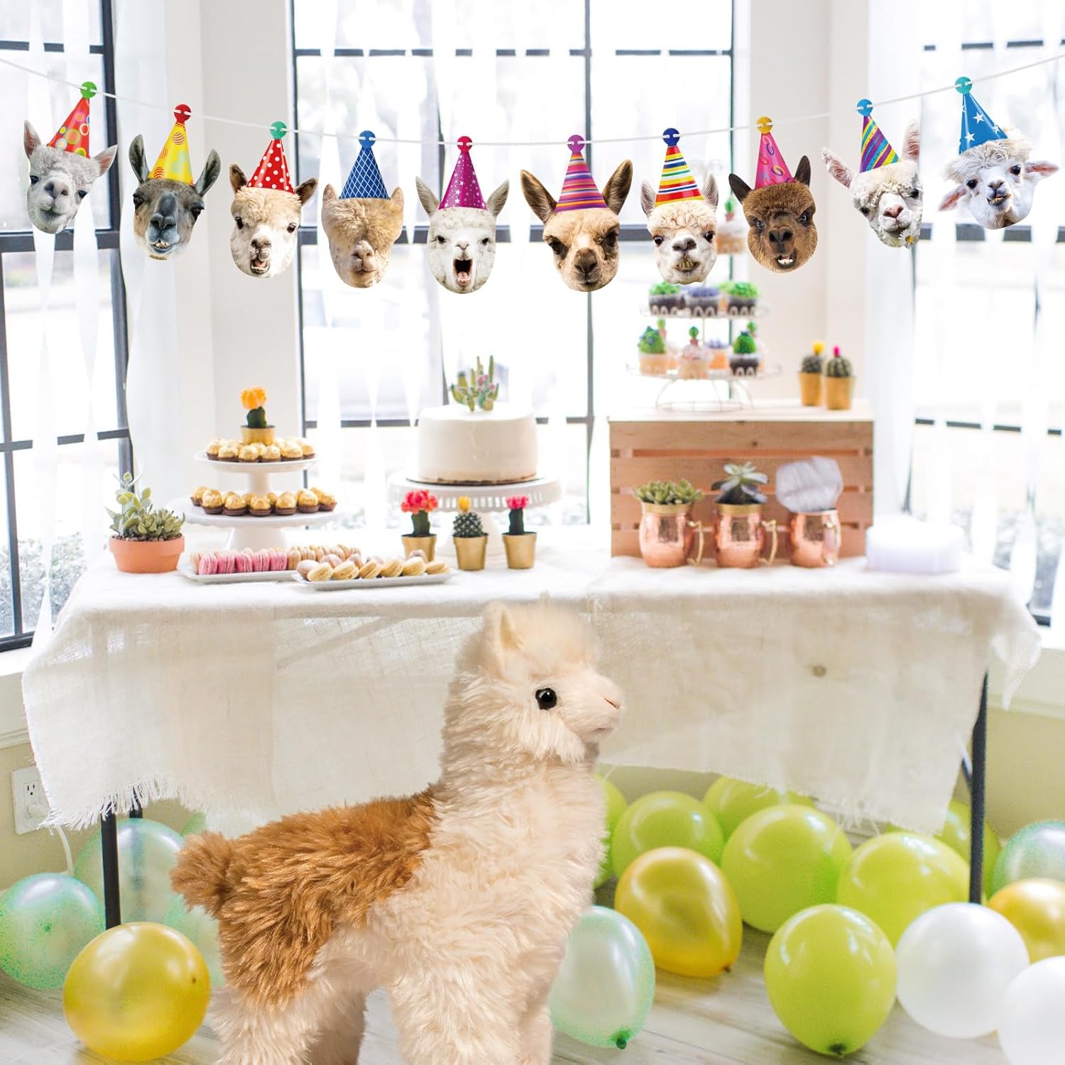Hooqict Llama Birthday Banner Garland Funny Happy Birthday Decorations Party Banner for Kids Adults Animal Birthday Party Decorations Supplies