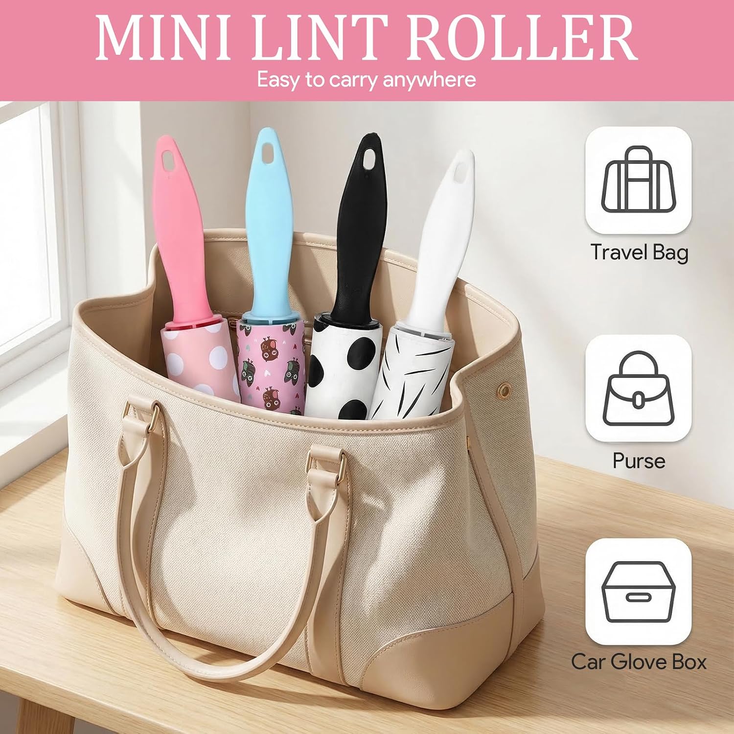 12 Pcs Mini Lint Roller Travel Size Portable Travel Lint Roller for Purse Pet Hair Clothes Furniture Car Compact Lint Bursh Sticky Small Cat Hair Removal Tool Gifts 360 Sheet