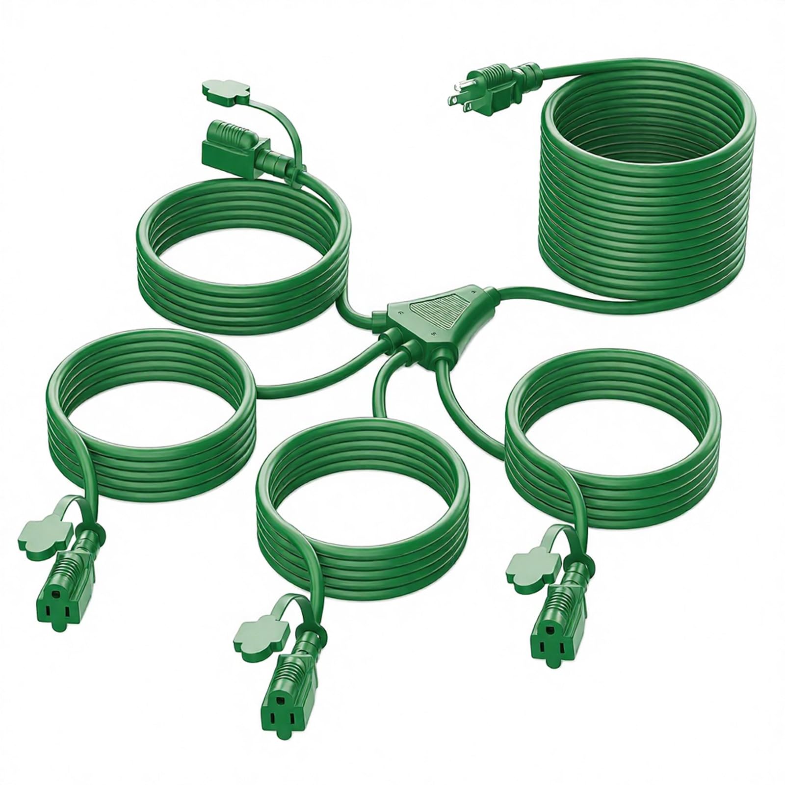 K KASONIC - Cavo di prolunga per luci natalizie da esterno con prese multiple, cavo elettrico resistente elencato ETL con coperture protettive, prolunga resistente alle intemperie per esterni, 16 AWG