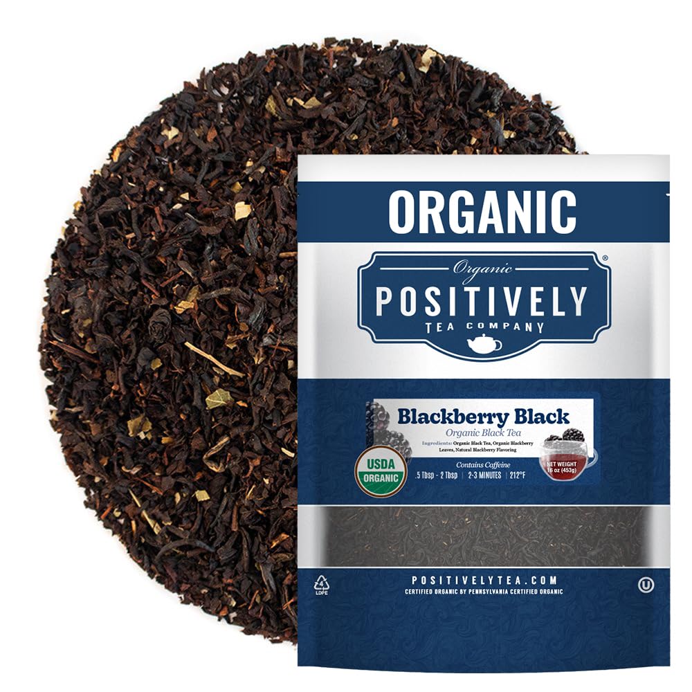 Organic Positively Tea Company, Blackberry Black Tea, Loose Leaf, 16 Ounce