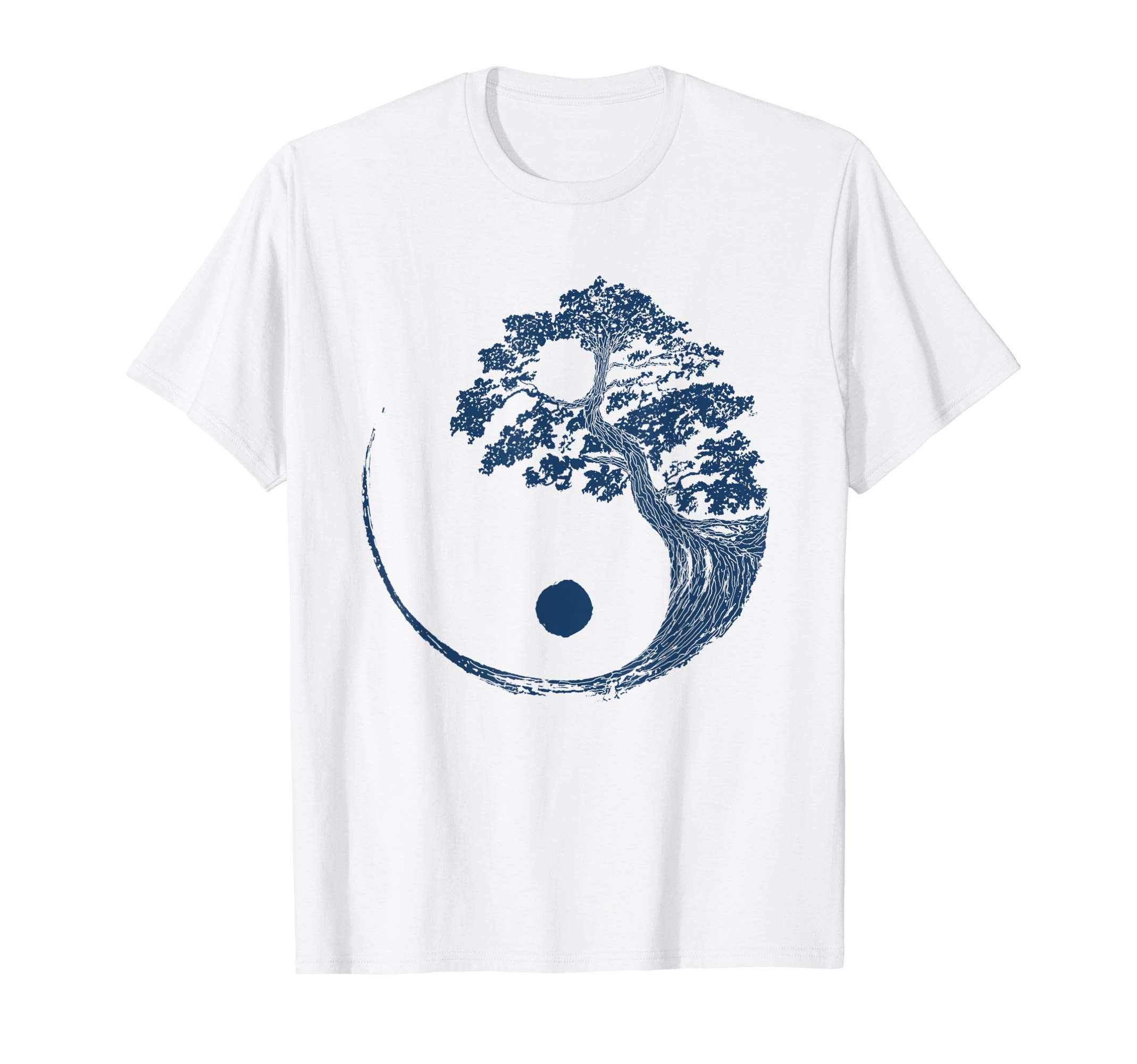 Yin Yang Blue Bonsai Tree Japanese Buddhist Zen Gift T-Shirt