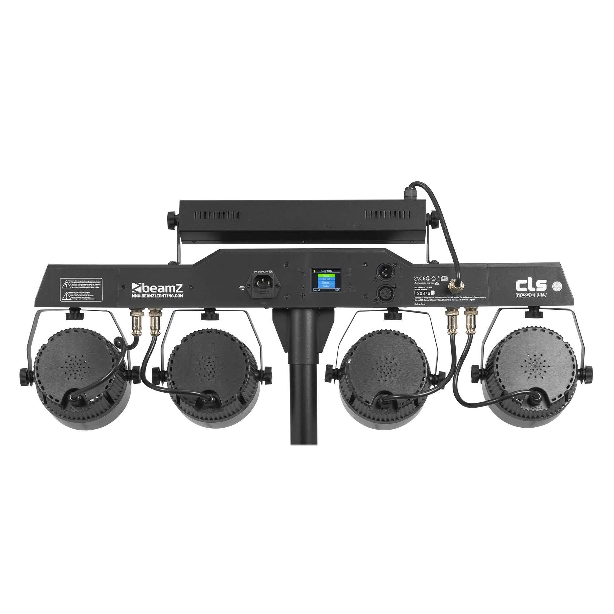 BeamZ CLS NesoUV Party Bar con 2 jelly moon, 2 par led rgbw y barra UV strobe, barra led dj con tripode, dmx 512, luces discoteca para casa, luces dj y luces escenario