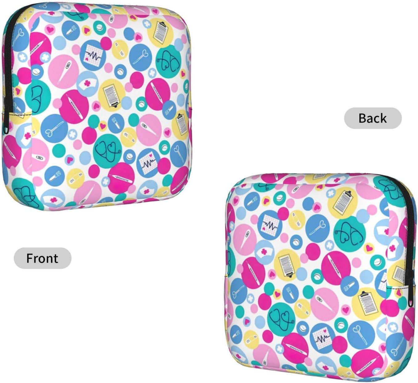Cute Nurse Print Women Period Bag Sanitary Pouch Portable Pad Pouch Tampon Holder Small Zipper Pouch Storage Bag