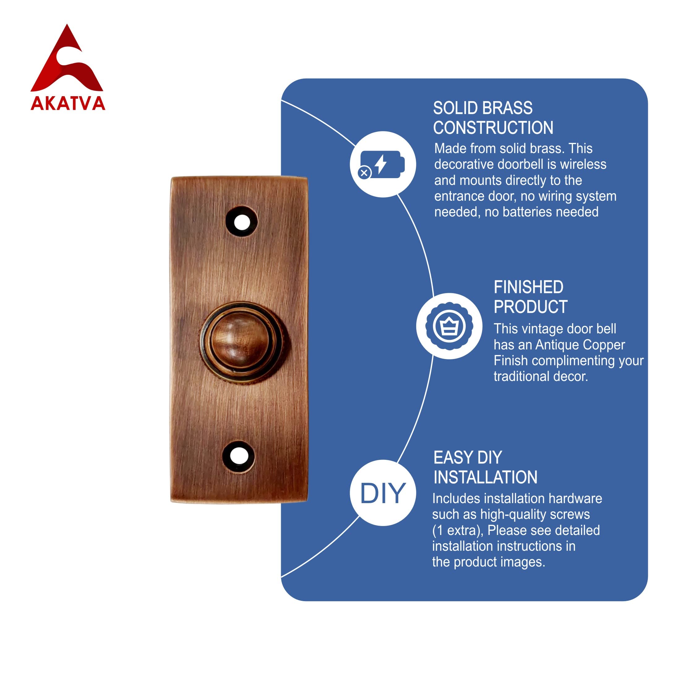 Wireless Door Bell Akatva Door Bell Button – Bell Push Button ...