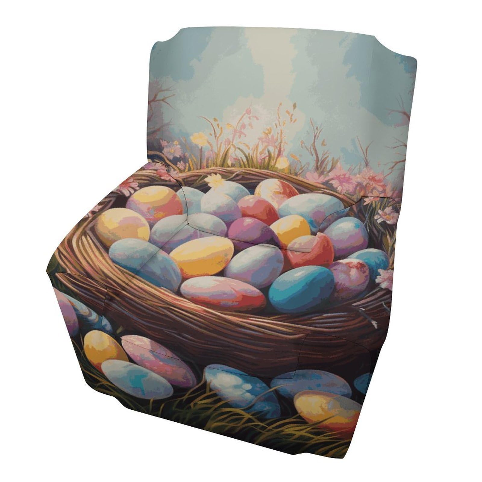 Fodpand Style Easter Eggs1 Sofa Cover Soft 1 Seater Sofa Slipcover For Pets Washable,Couch Cover With Elastic Straps Furniture Protector
