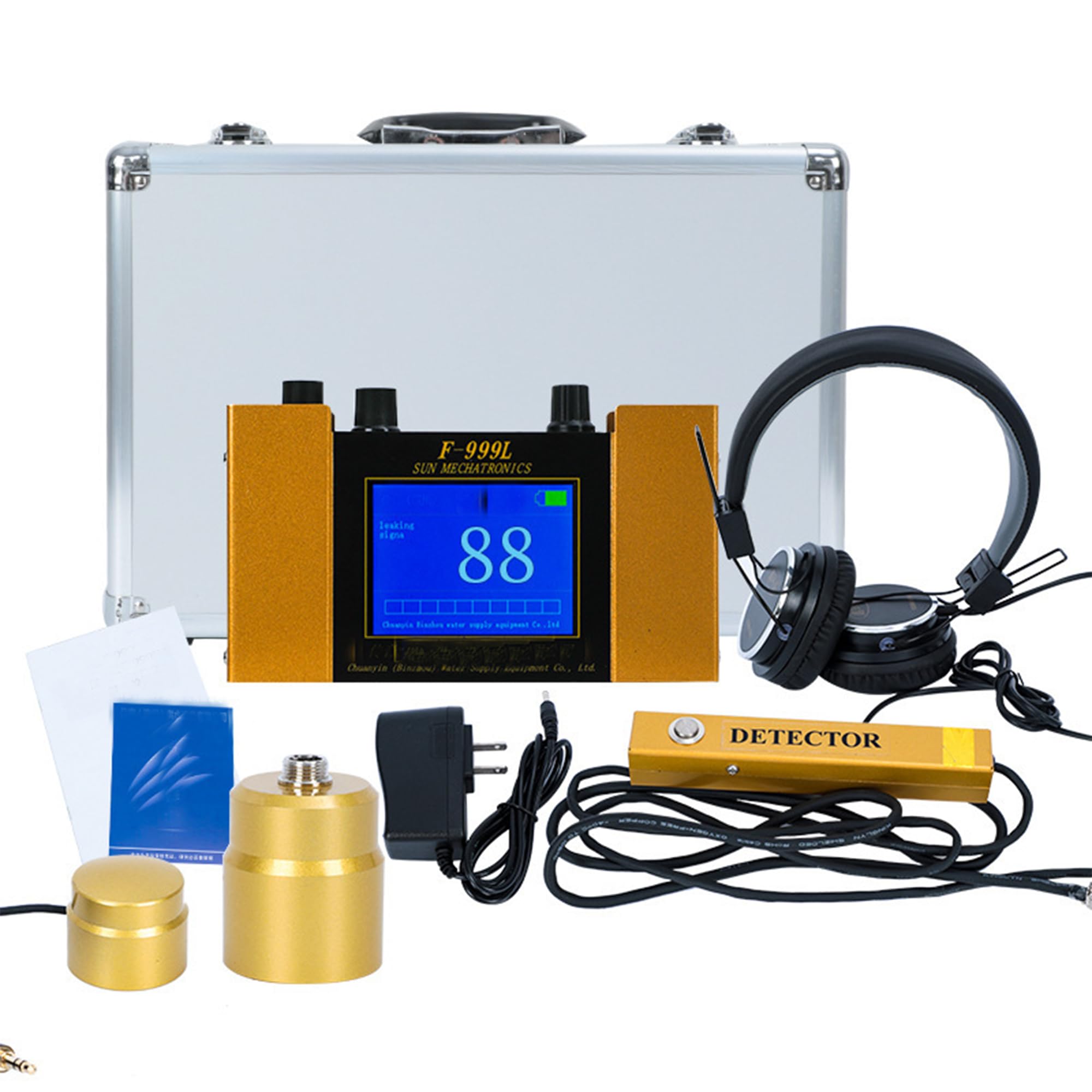 Detector De Fuga De Agua Subterráneo Ajustable con Pantalla Digital: Sensor De Fuga De Tubería Profesional para Tuberías De Agua Interior/Exterior, Calefacción De Piso Y Fugas De Piscina