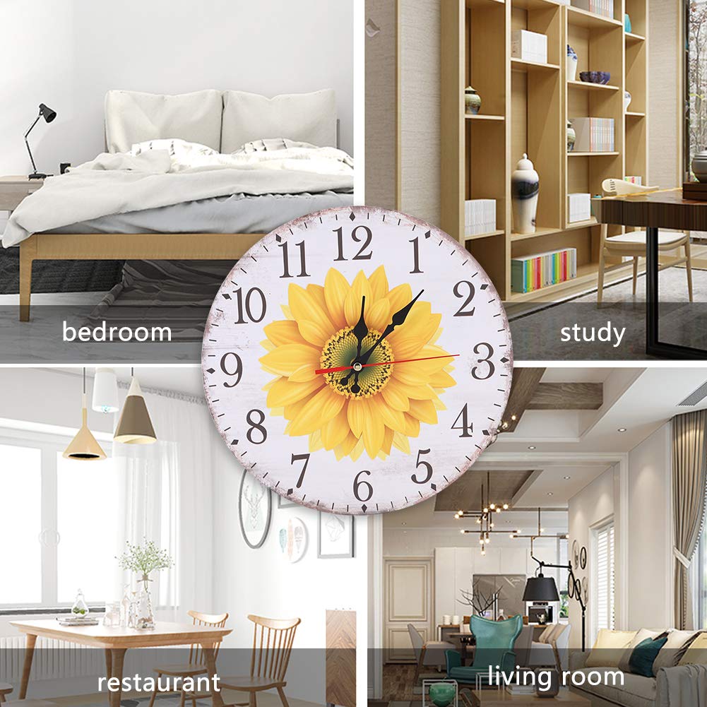 plplaaoo Orologio da parete Moo di girasole in stile elegante Materiale per la tavola a densità durevole per la lettura chiara per la decorazione 'ufficio del soggiorno 30 cm