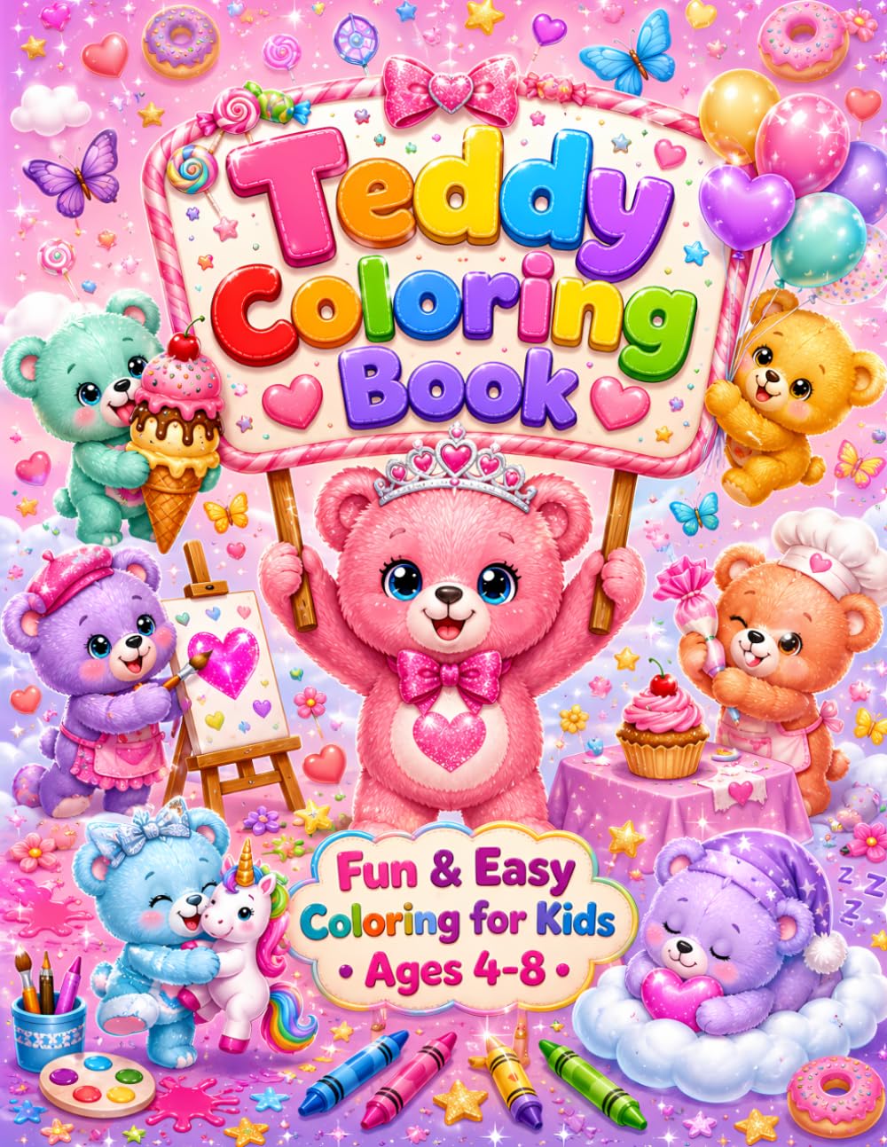 Teddy Bear Coloring Book for Kids: Cute & Fun Teddy Bear Coloring Pages for Boys & Girls | Easy, Relaxing, and Creative Coloring Activities for Kids