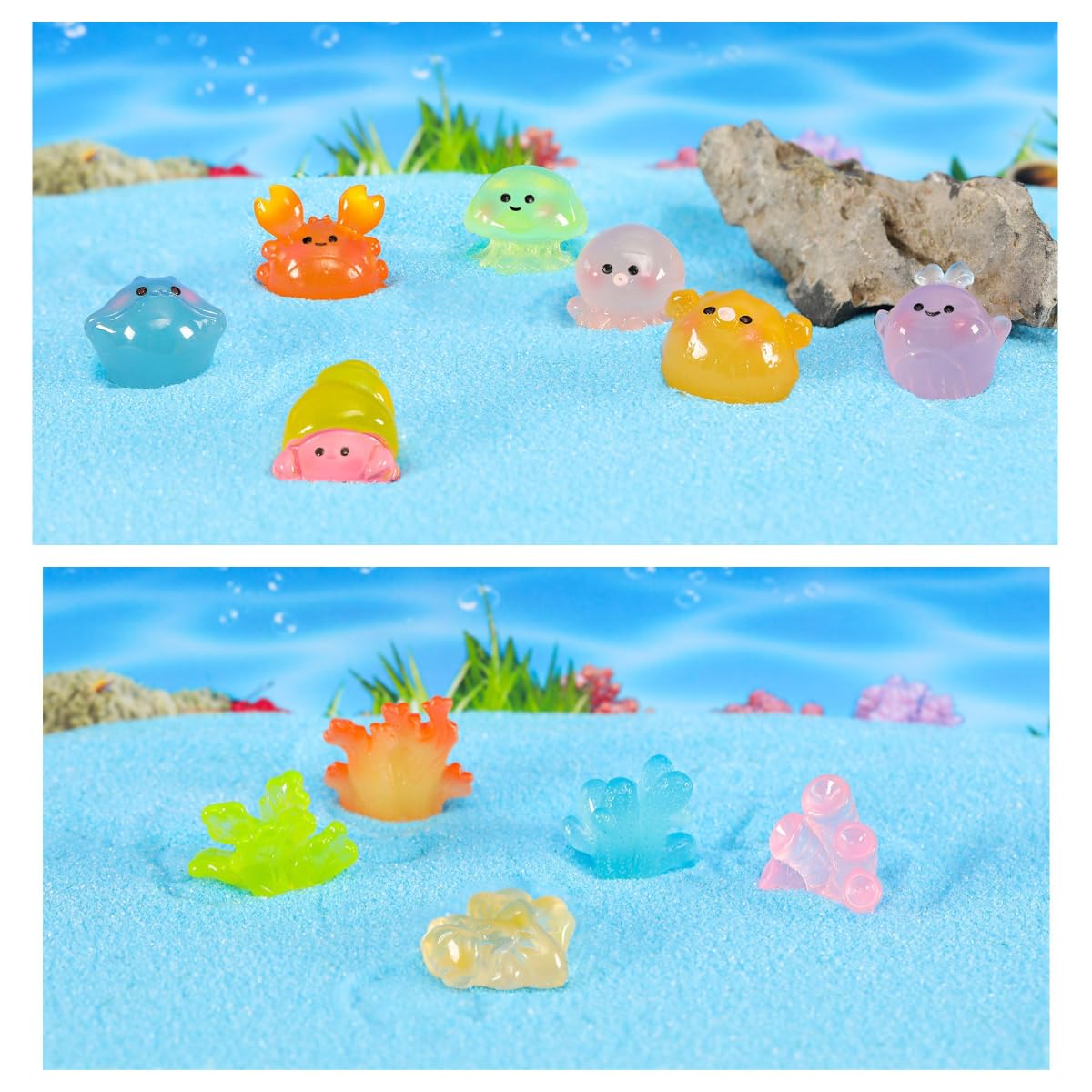 HUA JET 30 Pcs Mini Resin Ocean Animals Glow in The Dark Figurines - Image 4