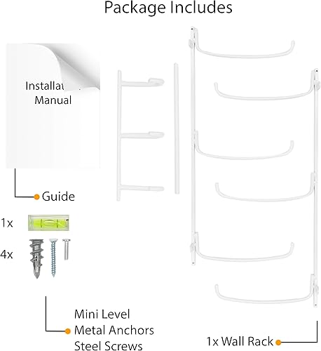Miniatura 7 de Wallniture Guru - Rodillo de espuma y toallero de pared con 3 ganchos para colgar correa de yoga y bandas de resistencia, metal de 3 secciones