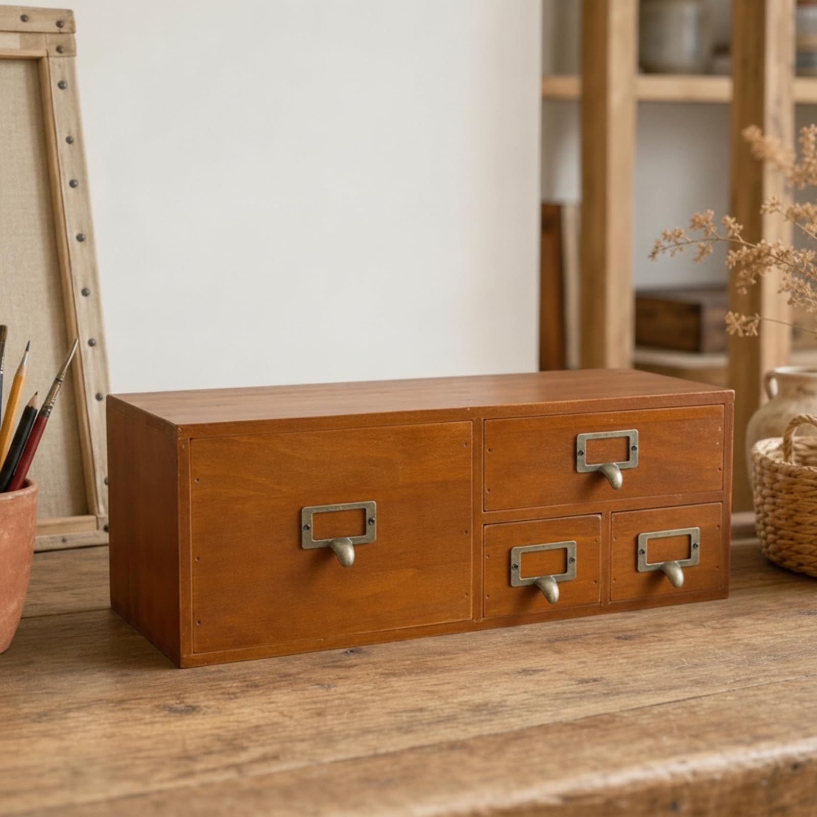 Holzkästchen mit Schubladen kompakt Schreibtisch-Organizer mit Schubladen leicht zu reinigen Schreibtisch-Organizer für Bastler, 16 Schubladen Schrank