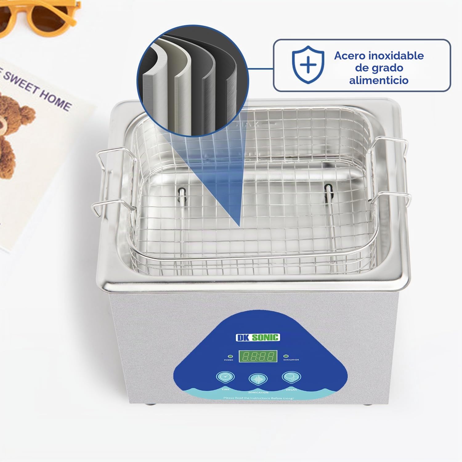 DK SONIC Limpiador Ultrasónico, 1.5L 60W Limpiador Ultrasónico Profesional de Gafas con Control Digital, Limpiador Ultrasónico para Cadenas, Joyas, Limpieza de Monedas (Cestas Incluidas)